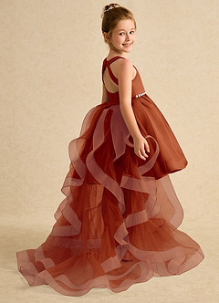 Azazie Julietta Flower Girl Dresses Paprika Ball-Gown Convertible Tulle Dress image6