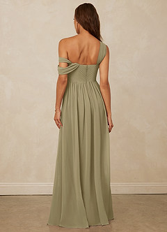 Christian Siriano Bridal for Azazie 1014 Robes de demoiselle d'honneur Robe Trapèze en Mousseline de soie Épaule décolletée Vert Mousse image3