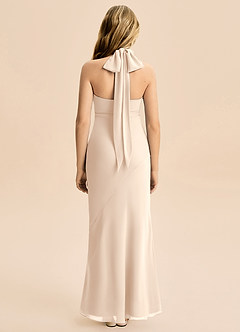 Azazie Velli Junior Meerjungfrau-Linie Hoher Kragen Chiffon Kleid Alabaster Weiß image2