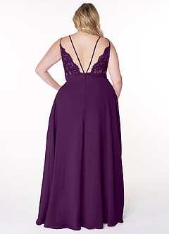 Azazie Lennon Bridesmaid Dresses Grape A-Line Lace Chiffon Dress image8