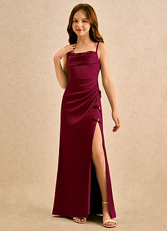 Azazie Bundt Girls Formal Flower Girl Klänningar Klä A-Line i Stretch Satin Plisserad image4