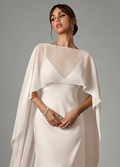 Azazie Stefania Bridesmaid Dresses White Alabaster A-Line Stretch Satin Dress image5