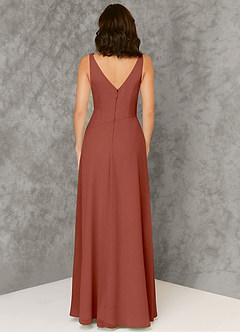 Azazie Kori Bridesmaid Dresses Auburn A-Line Pleated Chiffon Dress image3