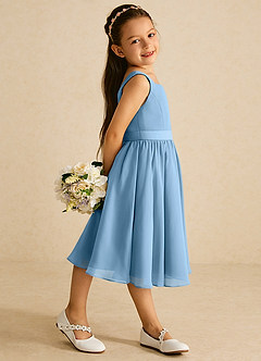 Azazie Ari Flower Girl Dresses Steel Blue A-Line Sleeveless Chiffon Dress image3