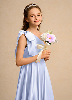 Azazie Guppy Girls Formal Flower Girl Klänningar Klä A-Line i Matt satäng Ena axeln image6