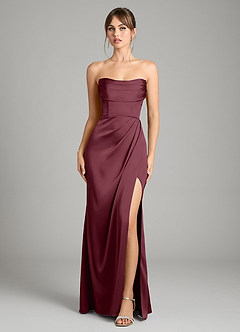 Azazie Johana Vestidos de damas de honor Vestido de Cabernet de Satén Elástico de Corte Sirena Convertible con Vestidos sin tirantes image9