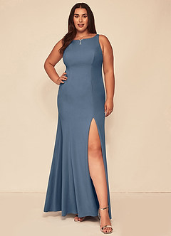 Azazie Rogue Bridesmaid Dresses Twilight Mermaid Scoop Side Slit Stretch Crepe Dress image7