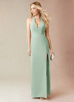 Azazie Yessi Bridesmaid Dresses Agave Sheath Pleated Chiffon Dress image1