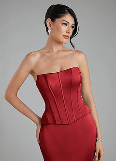 Azazie River Rochii de domnișoară de onoare Teacă Corset Satin elastic Lungime până la podea Rochie image4