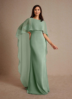 Azazie Milfred Mère de la mariée Robes Robe Fourreau en Satin extensible Col de bateau Matcha image3