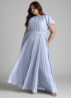 Azazie Kara Modest brudtärna klänningar Klänning A-Line Plisserad Golvlängd Chiffong image12