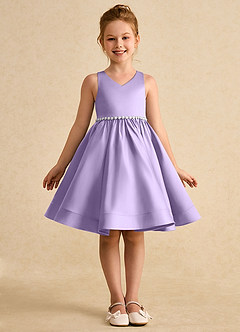 Azazie Julietta Flower Girl Dresses Lilac Ball-Gown Convertible Tulle Dress image18