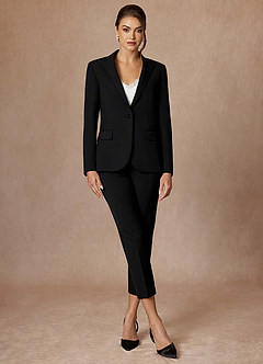 front Kennedy Black Refined Weave Performance Dress Pants