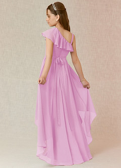 Azazie Mango Junior Abito A-Line in Chiffon Increspato Rosa Confetto image1