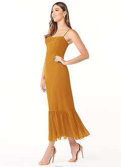 Azazie Justina Final Sale Butterscotch A-Line Sweetheart Neckline Chiffon Dress image3