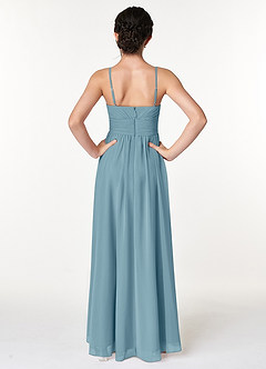 Azazie Catalina Junior Moody Blue A-Line Ruched Chiffon Dress image2