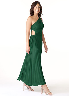 Azazie Kirra Brautjungfernkleider A-Linie One-Shoulder Chiffon Kleid Dunkelgrün image3