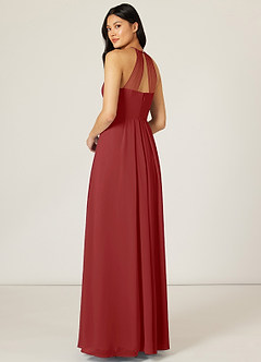 Azazie Sarah At-home Try On Dresses Eucalyptus Empire Pleated Chiffon Dress image5