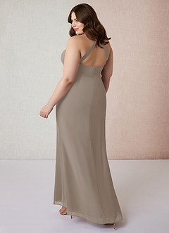 Azazie Becca Abiti da Damigella Abito Tubino in Chiffon con Scollo a V Taupe image10
