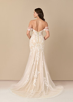 Azazie Leilani Wedding Dresses Diamond White Champagne Mermaid Sequins Tulle Dress image4