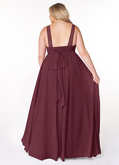 Azazie Kora Jurken voor bruidsmeisjes Jurk van Chiffon met A-Lijn Geplooid Cabernet image8