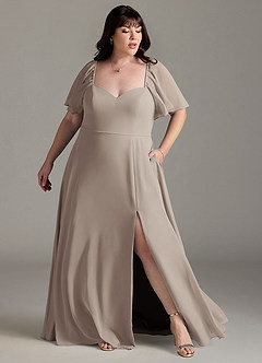 Azazie Chloe Brautjungfernkleider A-Linie Herzausschnitt Chiffon Kleid Frost image9