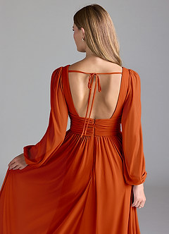 Azazie Norah Bridesmaid Dresses Paprika A-Line Mesh Dress image2