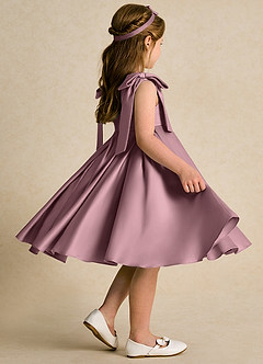Azazie Guppie Flower Girl Dresses Vintage Mauve Ball-Gown Pleated Matte Satin Dress image2
