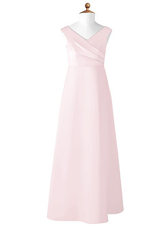 Azazie Sadia Vestido de Rosa Rubor de Satin Mate de Acampanado con Plisado image6