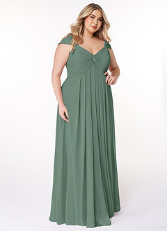 Azazie Kaitlynn Bridesmaid Dresses Eucalyptus Empire Ruched Chiffon Convertible Dress image10