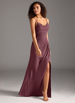 Azazie Deandra Bridesmaid Dresses Sangria Mermaid Pleated Chiffon Dress image4
