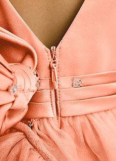 Azazie Lior Blumenmädchenkleider Ballkleid Plissee Tüll Kleid Sonnenuntergang image9