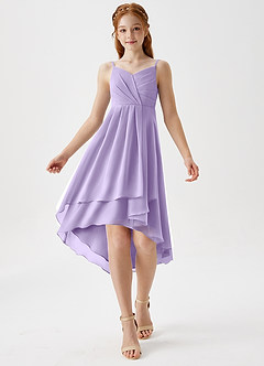 Azazie Mariam Junior Lilac A-Line Pleated Chiffon Dress image3