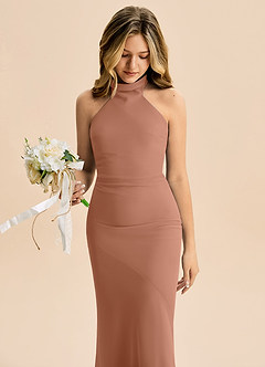 Azazie Velli Junior Bronzer Mermaid High Neck Chiffon Dress image5