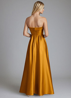 Azazie Lucienne Vestidos de damas de honor Vestido de Caramelo de Satén Elástico de Corte en A Convertible con Sin tirantes image2