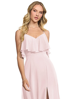 Azazie Jean Brautjungfernkleider Wandelbar A-Linie Chiffon Kleid Zartrosa image4