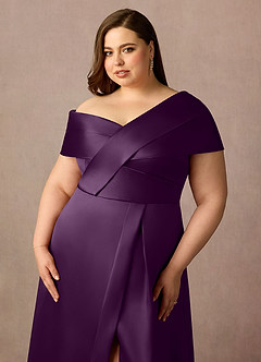 Azazie Marissa Mother of the Bride Dresses Grape A-Line Pleated  Mikado Dress image6
