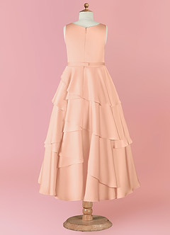 Barbie ♥ Azazie Blumenmädchenkleider A-Linie ärmellos Stretch-Satin Kleid Englisches Rosa image10