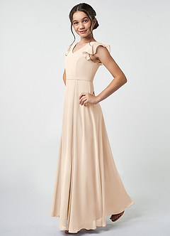 Azazie Claudine Junior White Alabaster A-Line Pleated Chiffon Dress image3