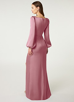 Azazie Mel Bridesmaid Dresses Vintage Mauve Sheath Long Sleeve Stretch Satin Dress image4