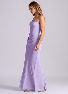 Azazie Debby Bridesmaid Dresses Lilac Mermaid Strapless Chiffon Dress image4