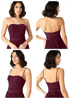 Azazie Louella Final Sale Cabernet A-Line Off the Shoulder Luxe Knit Convertible Dress image8