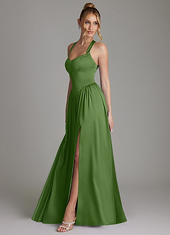 Azazie Francis Bridesmaid Dresses Basil A-Line Corset Stretch Satin Dress image6