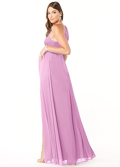 Azazie Annabelle Maternity Bridesmaid Dresses A-Line V-Neck Pleated Mesh Floor-Length Dress image5