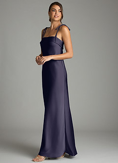 Azazie Ellia Bridesmaid Dresses Stormy Sheath Bow Stretch Satin Dress image4