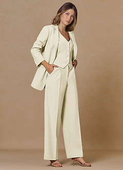 front Rowan Ivory Refined Weave Performance 3-Piece Suit
