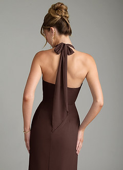 Azazie Arnelle Bridesmaid Dresses Ganache Sheath Pleated Chiffon Dress image6