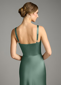 Azazie Alouette Bridesmaid Dresses Eucalyptus Mermaid Pleated Stretch Satin Dress image4