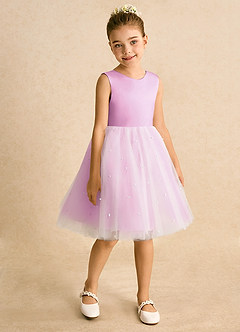 Azazie Esme Blumenmädchenkleider Ballkleid Schleifen Tüll Kleid Bonbonrosa image7