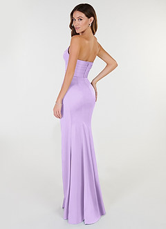 Azazie Yola Bridesmaid Dresses Lilac Sheath V-Neck Pleated Stretch Satin Convertible Dress image5